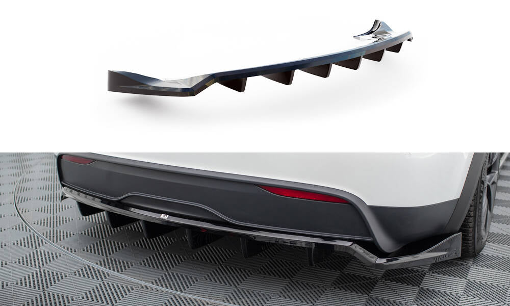 CENTRAL REAR SPLITTER (WITH VERTICAL BARS) TESLA MODEL X MK1 FACELIFT